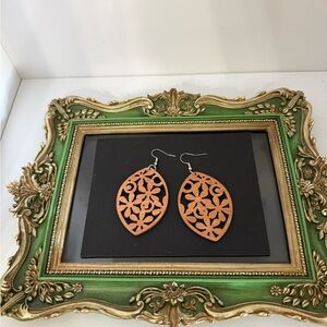 Brown wood Leaf Earrings